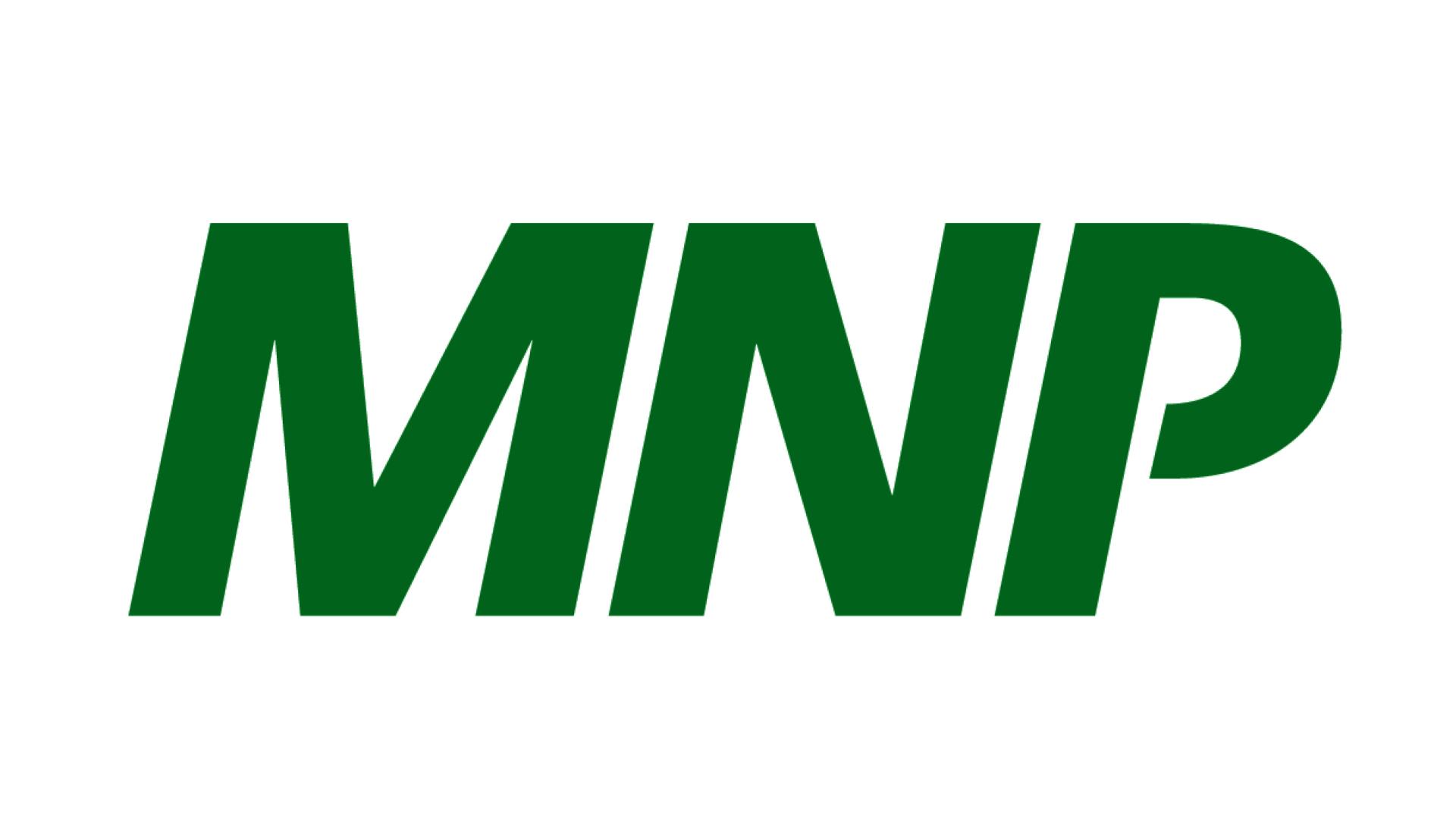 A logo for MNP on a white background.