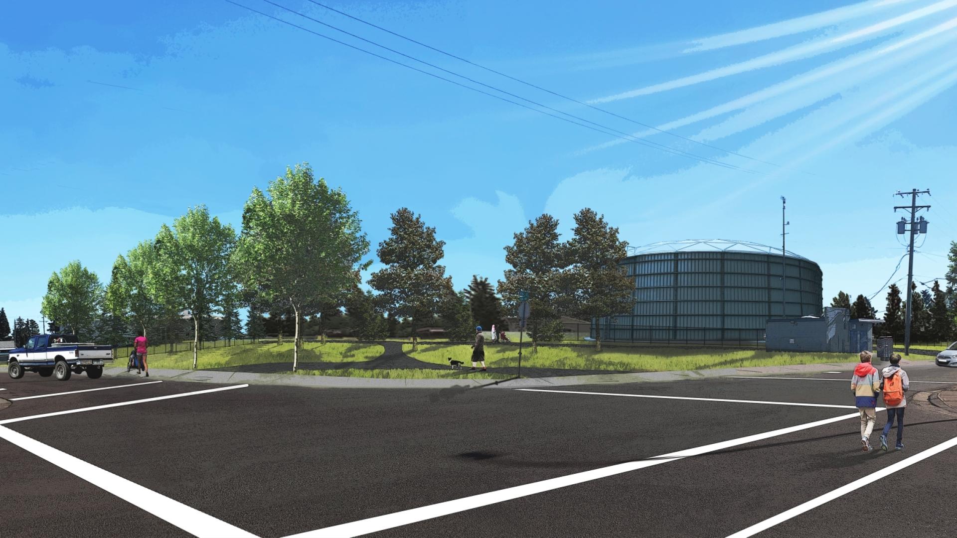 Artist rendering of the new 106 Street Reservoir.