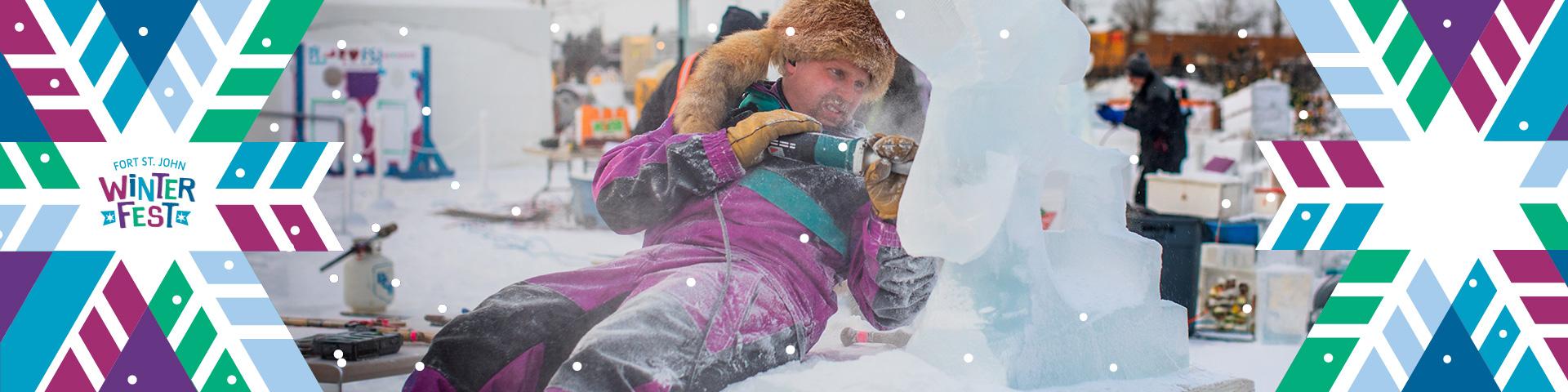 Ice carver with Fur hat