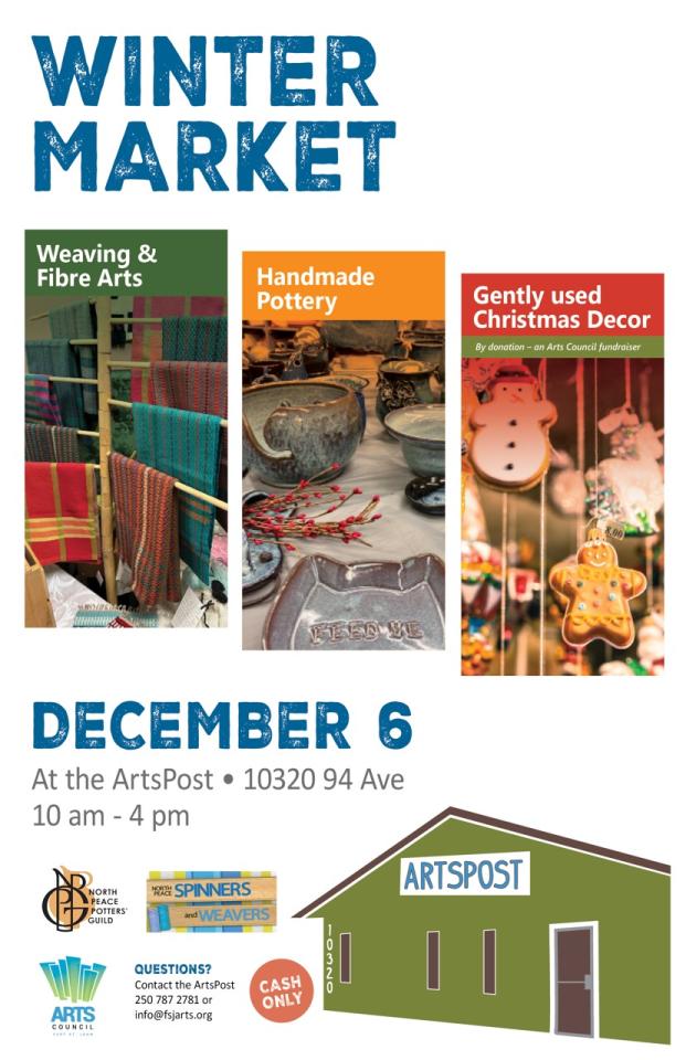 A poster promoting a Winter Market at the ArtsPost.