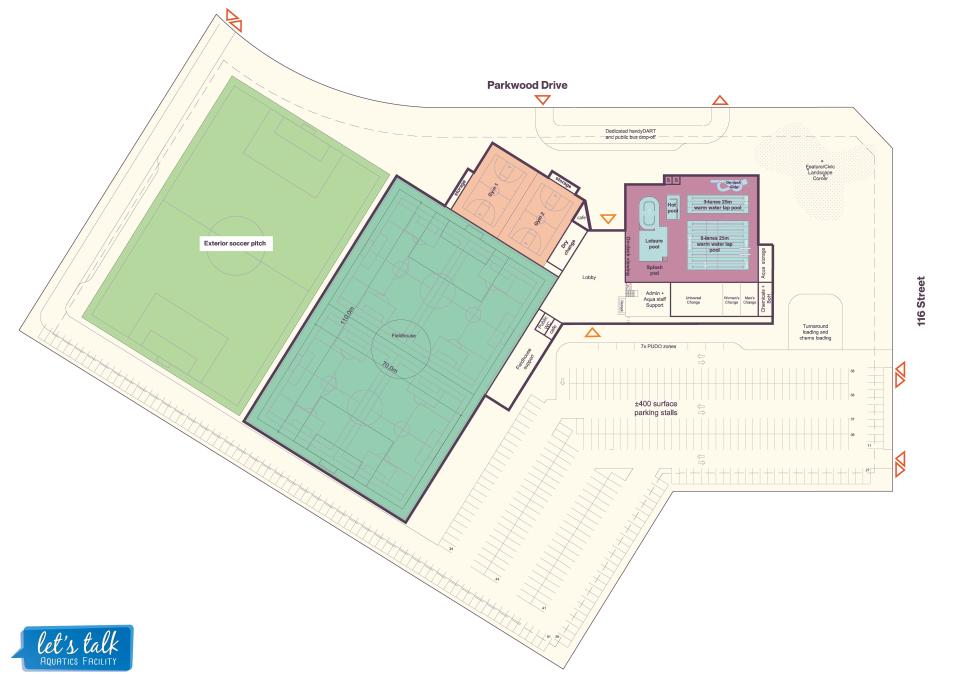 A facility concept for the proposed Aquatics Facility.