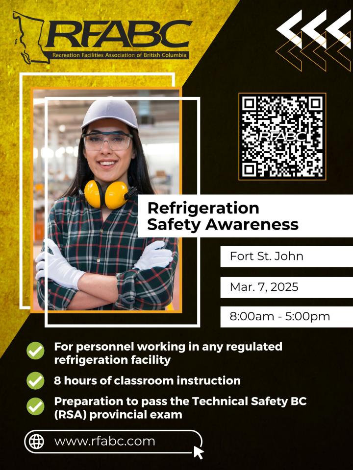 A poster promoting the RFABC Refrigeration Safety Awareness course.