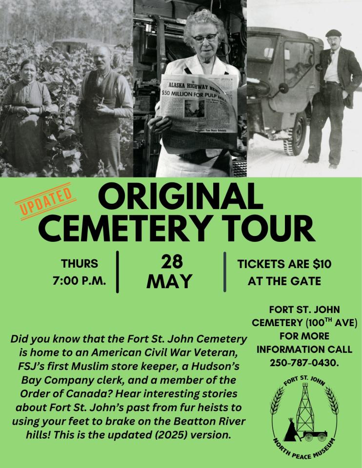 A poster promotes an upcoming Original Cemetery Tour.