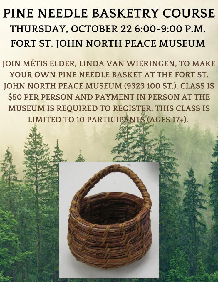 forest background, pine needle basket in forground