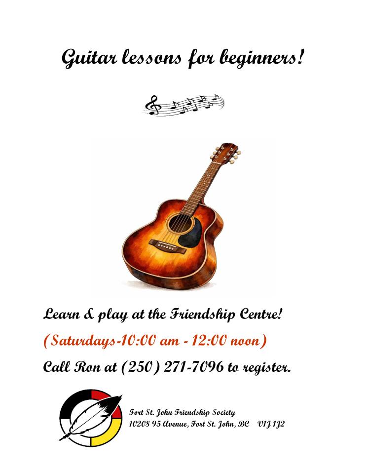 White page with Guitar Clipart, music notes and Guitar Lessons for beginners