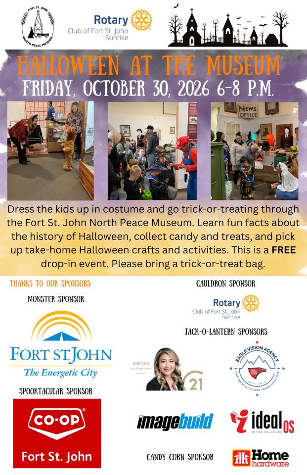 Sponsor logos, and 3 photos of kids in costumes
