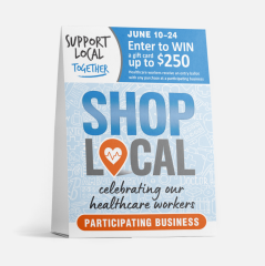 Mockup advertising tent for promoting Shop Local.