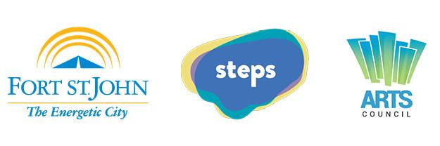 Logos for Fort St John, STEPS program, and Arts Council.